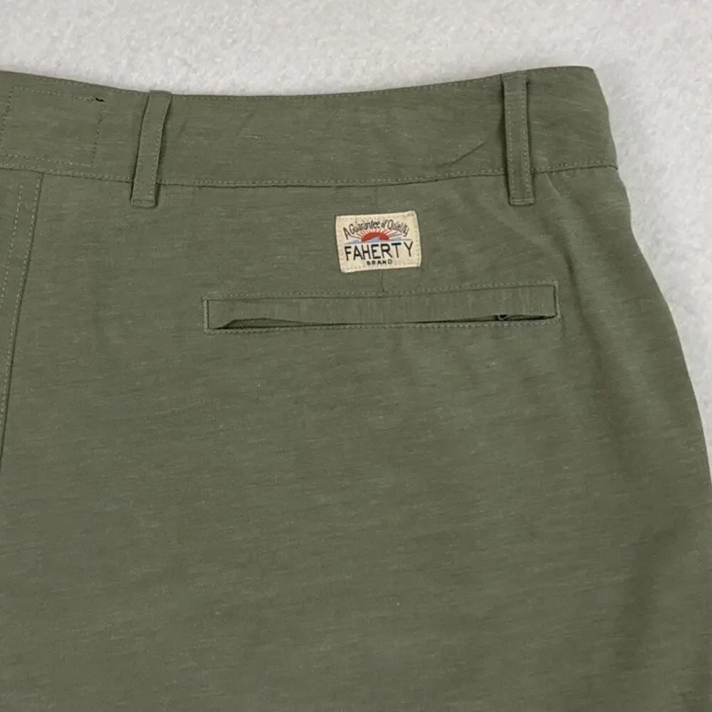 Faherty All Day Shorts Mens 36 Olive Green Hybrid Stretch Performance MSC0012